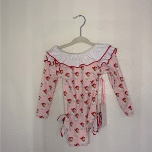Cecil & Lou Striped Long Sleeve Santa Baby Swimsuit